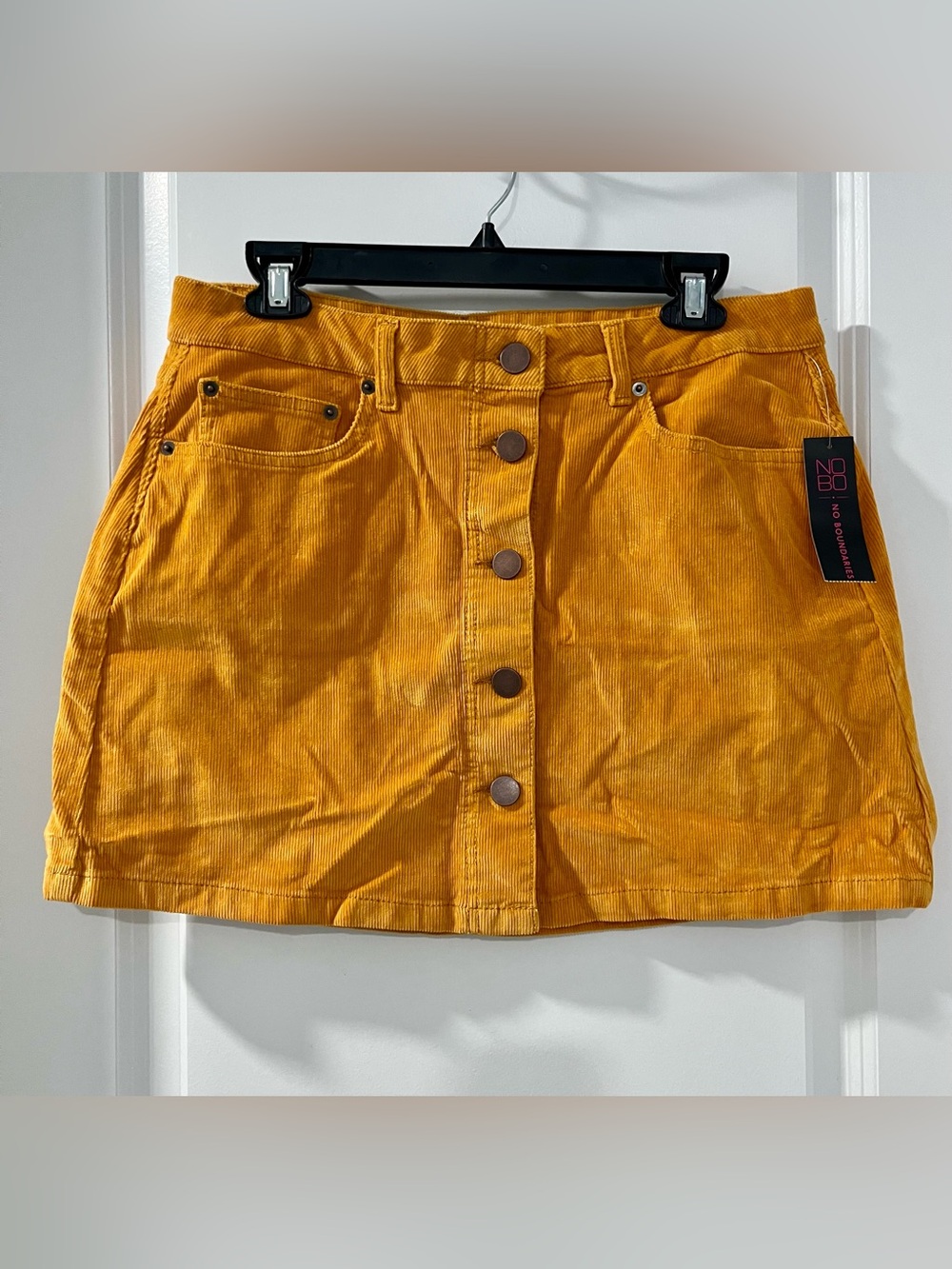 NOBO Mustard Yellow Corduroy Button-Front Mini Skirt